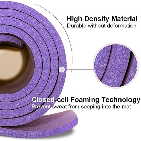 Yogamat Schuim - Fitnessmat Pilatesmat - Sporten en Ontspannen - Antislip NBR Schuim - 183 x 61 cm - Paars van Yogamat — afbeelding 5