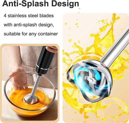 Staafmixer - Keukenmachine Handblender - Eten Bereiden - 4-In-1 Multifunctioneel - 500 ml en 700 ml - Zilver — afbeelding 4
