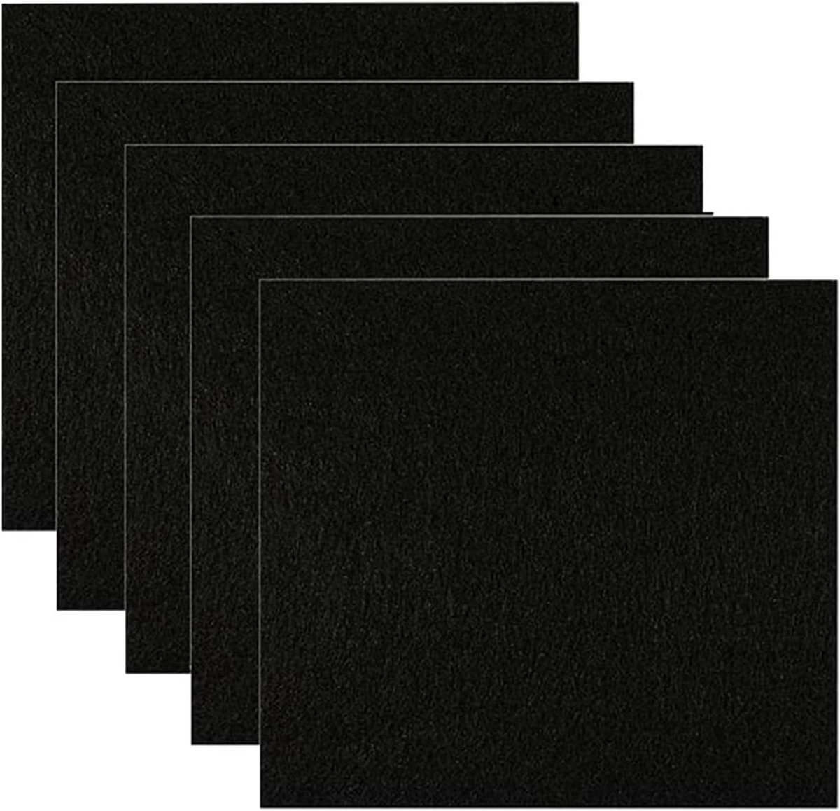 SnelShoppen - Kattenbak Filter Vervangingsfilter Vierkant Geactiveerd Koolstoffilter Kattenbakaccessoires Geurfiltering 16 x 16 cm Zwart Pak van 5