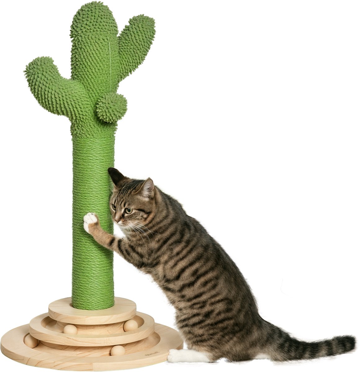 PawHut krabpaal voor katten - sisal - 32x32x60cm - groen