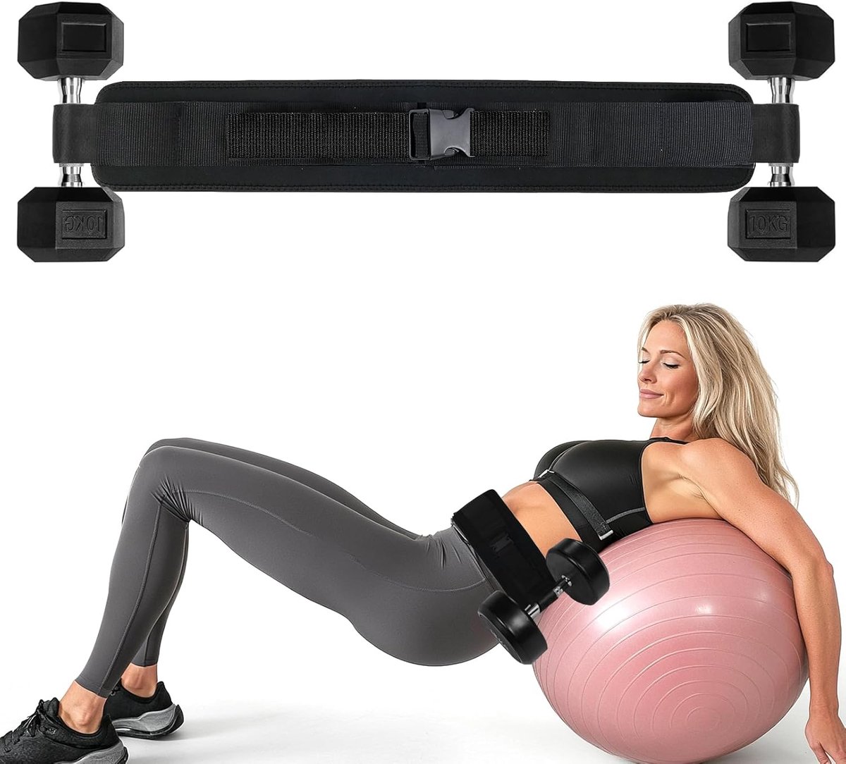 Hip Thrust Belt voor Dumbbells - Nylon - Verstelbare sluiting - Ideaal voor biltraining - SnelShoppen
