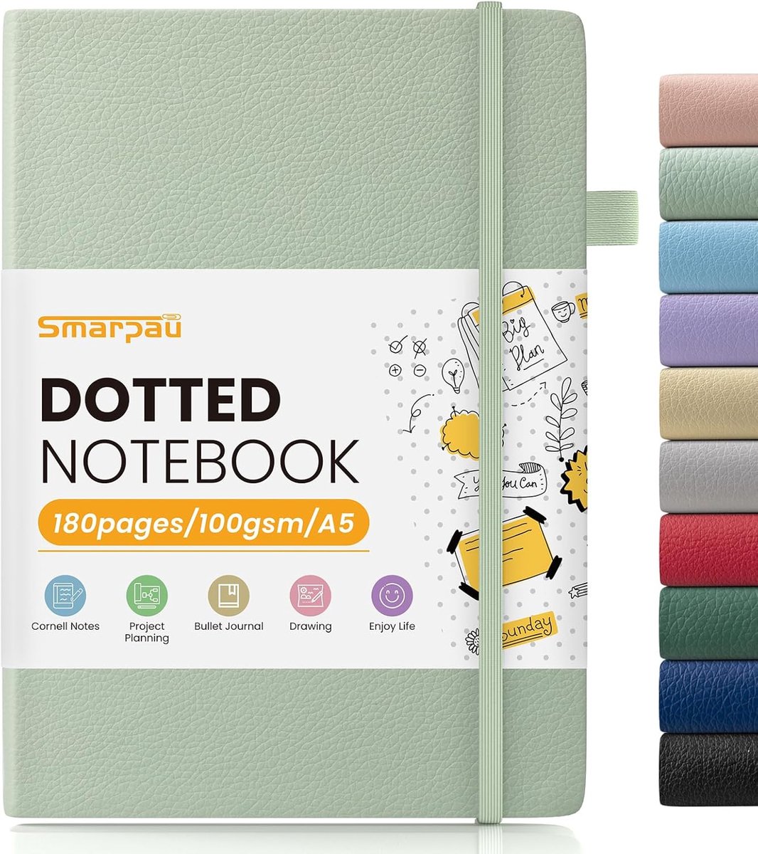 Notitieboek A5 - hardcover - 180 pagina's - mintgroen, perfect voor notities - SnelShoppen