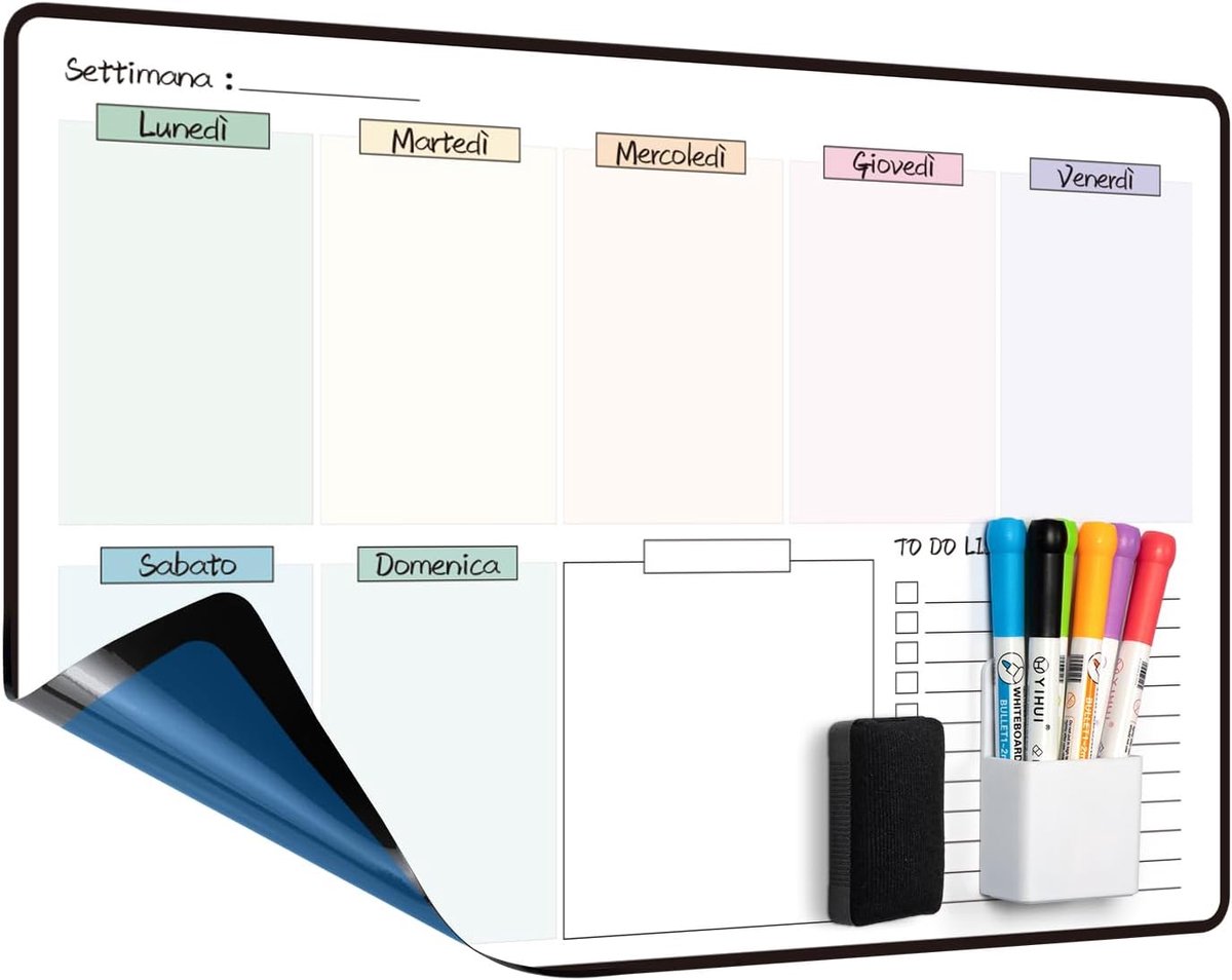 Whiteboard wekelijkse planner - zelfklevend - niet-magnetisch - ideaal voor organisatie - SnelShoppen