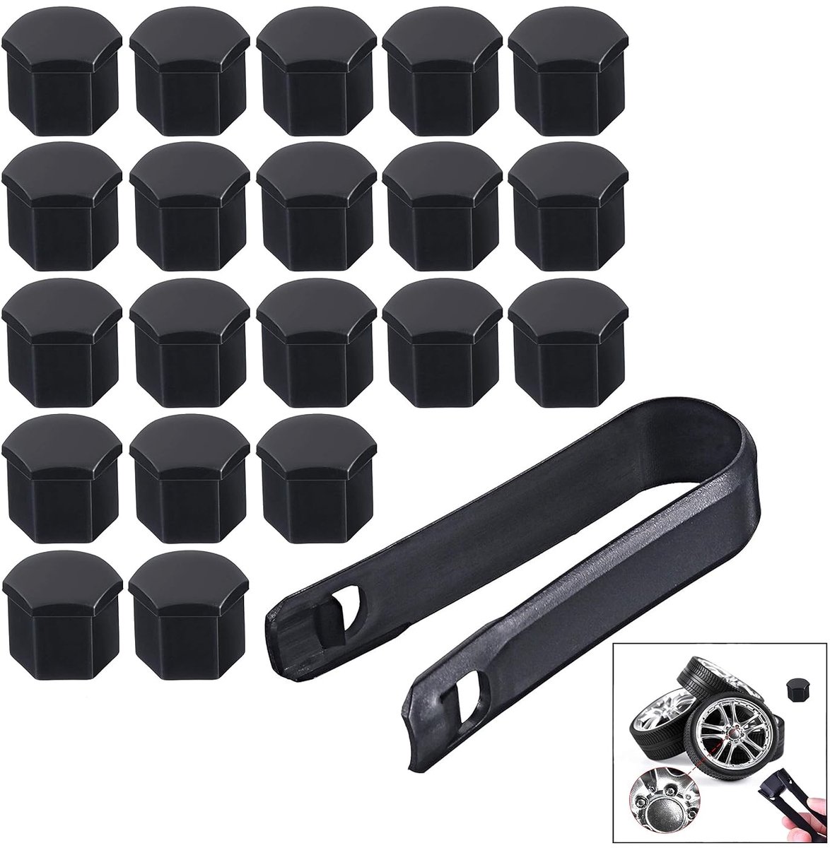 Tire nut covers 19mm - universele kunststof - met verwijdertool - beschermt boutkoppen - ShopVlot