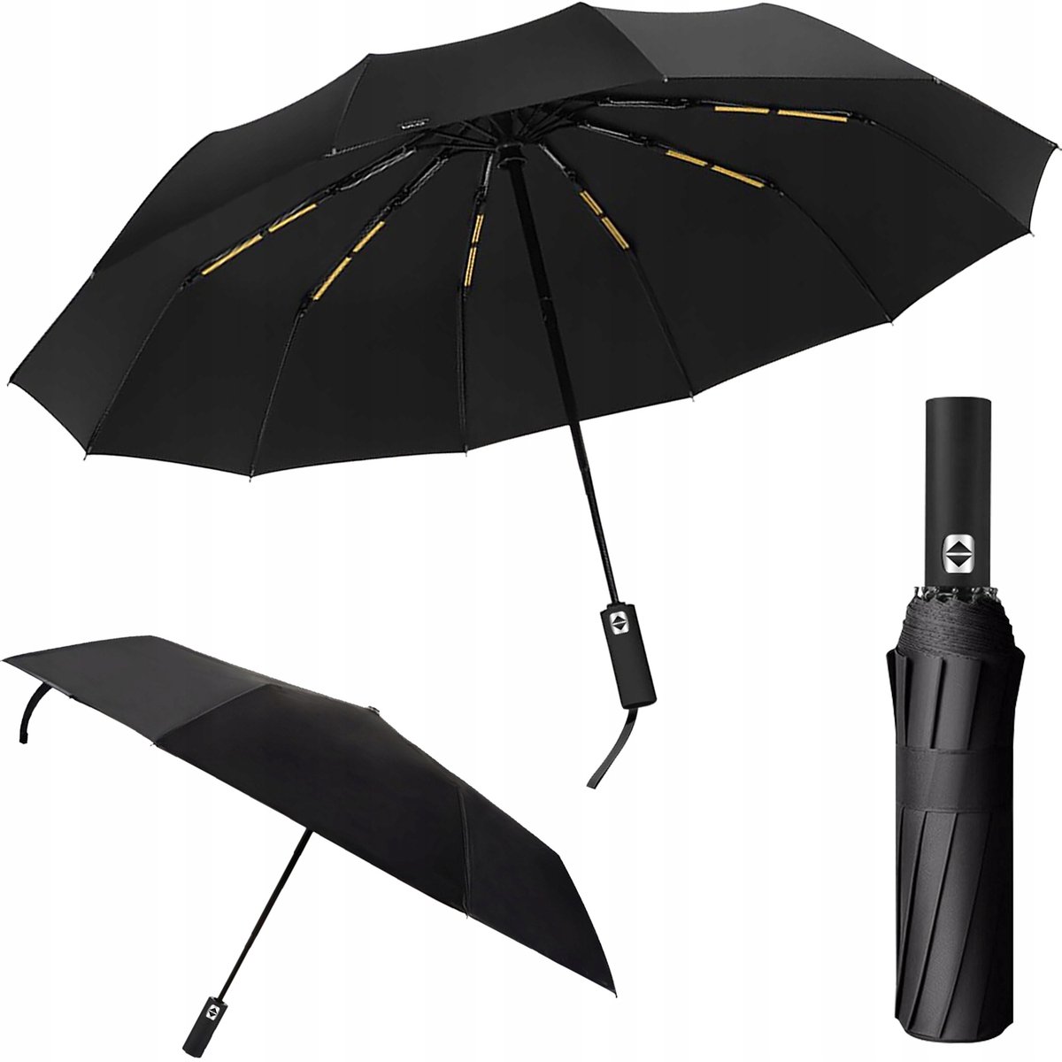 Merkloos Automatische Paraplu XL - Winddicht, UV-bescherming, 2 persoons, Zwart