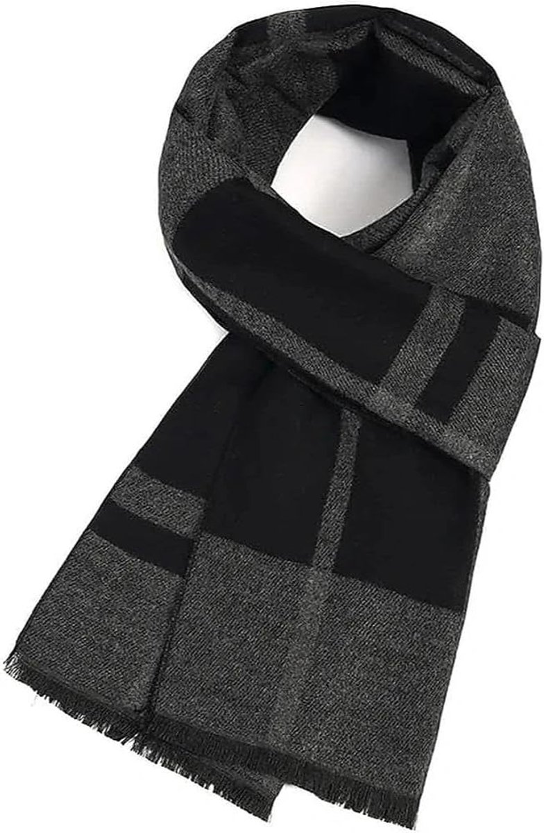 Lange sjaal heren - zachte kasjmier mix - geruit design - extra warme schouderdoek - ShopVlot