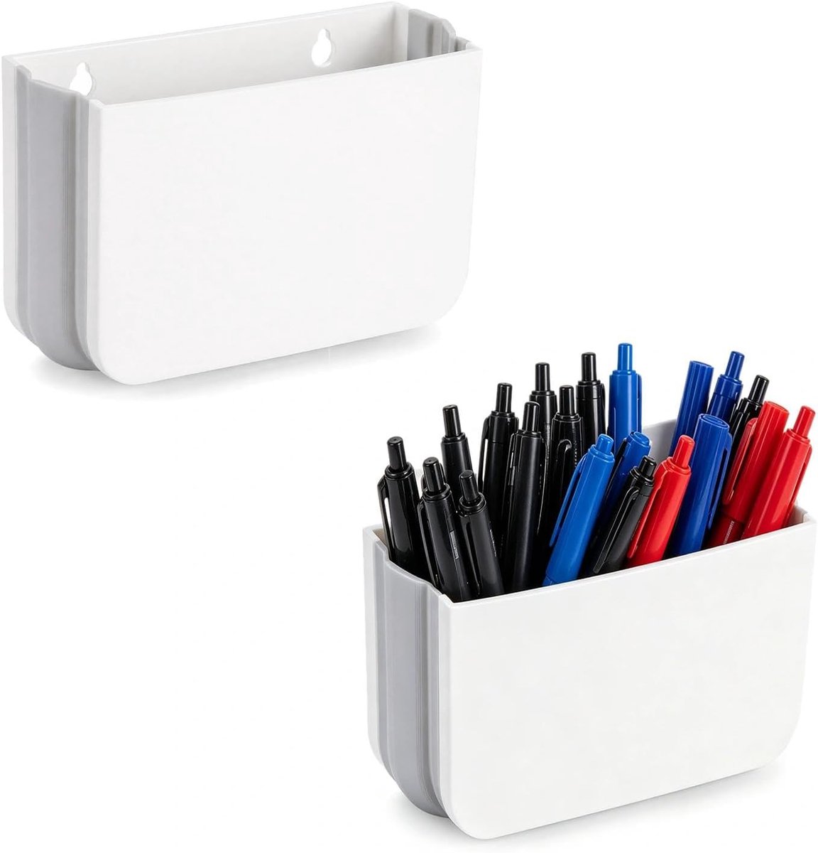 Magnetische pennenhouders 2 stuks - 12 x 7,5 x 1,5 cm - met sterke magneten en plakstrips - ShopVlot