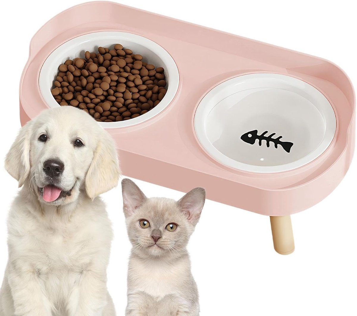 Verhoogde Hondenbakken - Keramische Huisdieren Voerbak - Antislip Waterbak Ontwerp - voor Puppy en Kitten, Kleine en Middelgrote Katten en Honden - voor Binnen en Buiten, Thuis, Kantoor, Tuin en Terras