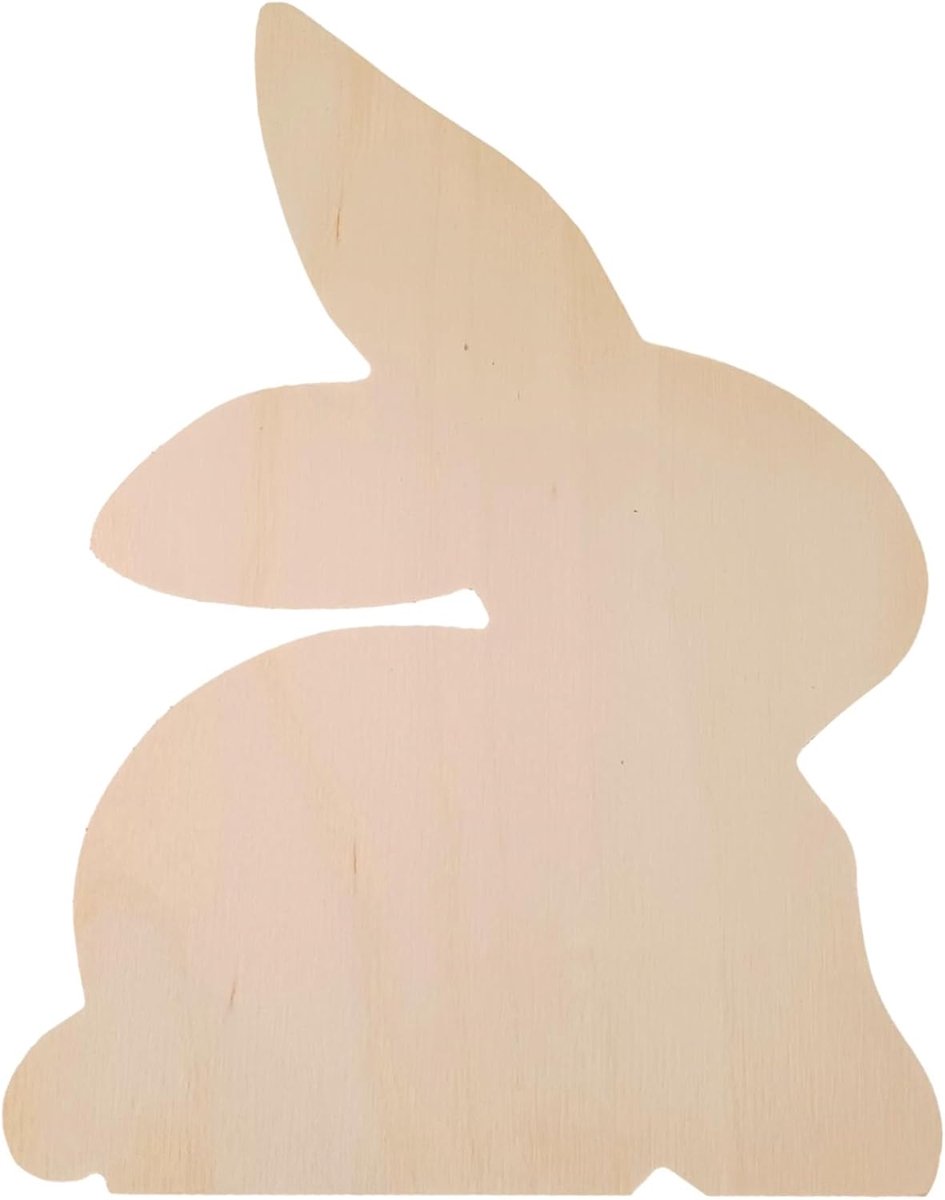 Houten konijnendecoratie 20 x 15 cm - multiplex - zittend konijn - ideaal voor paasdecoratie - ShopVlot