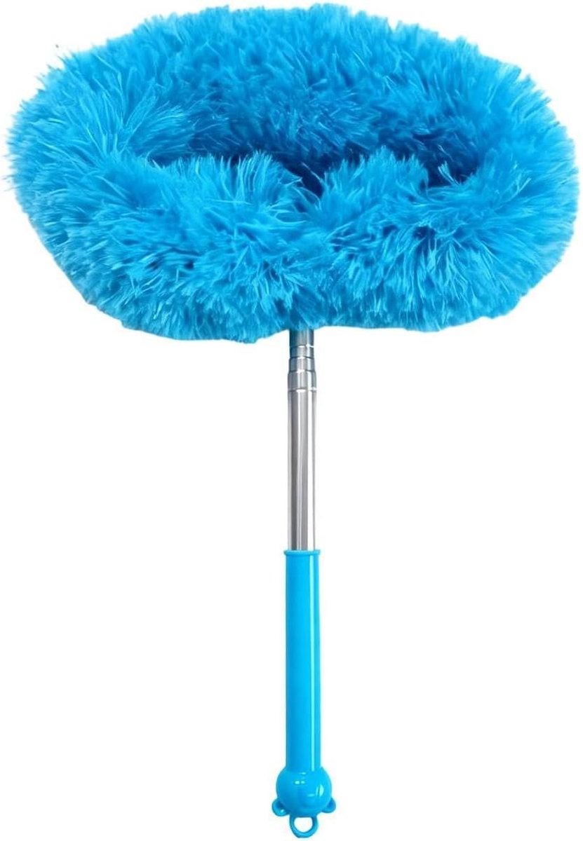 Ventilatorstoffer met Stok - Lange Stofdoek Plumeau - Hoge Plekken Reinigen - Microvezel Vangt Stof - Tot 115 cm - Blauw