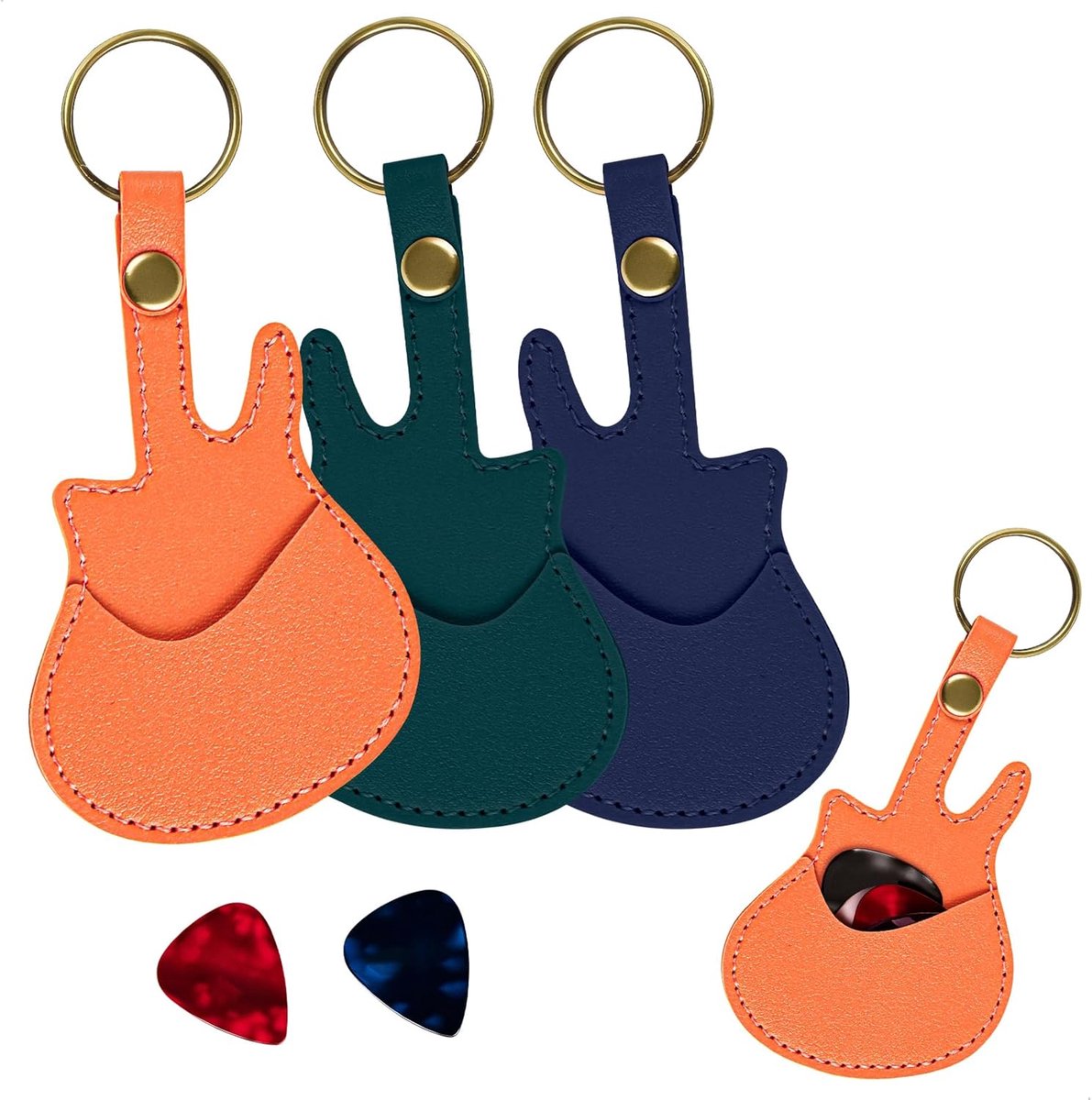 Plectrumhouder 3 Pack - PU Leer - Slotted Design - Bescherming voor gitaarpicks - ShopVlot