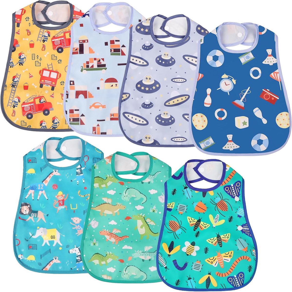 Baby slabbetjes 7 stuks - waterdicht - verstelbaar en zacht - ideaal voor schone kleertjes - m-winkel