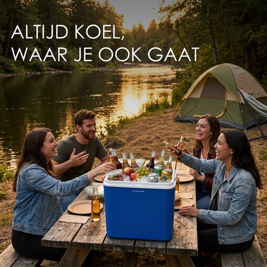 Elektrische Koelbox 24 Liter - Koelbox Elektrisch 12V - Auto Koelbox - Camping Koelbox - Frigobox Coolbox - Met 2 Deksels en 2 Koelelementen - Voor Auto, Camper, Caravan, Strand, Picknick en Vakantie - Blauw van Discountershop — afbeelding 3