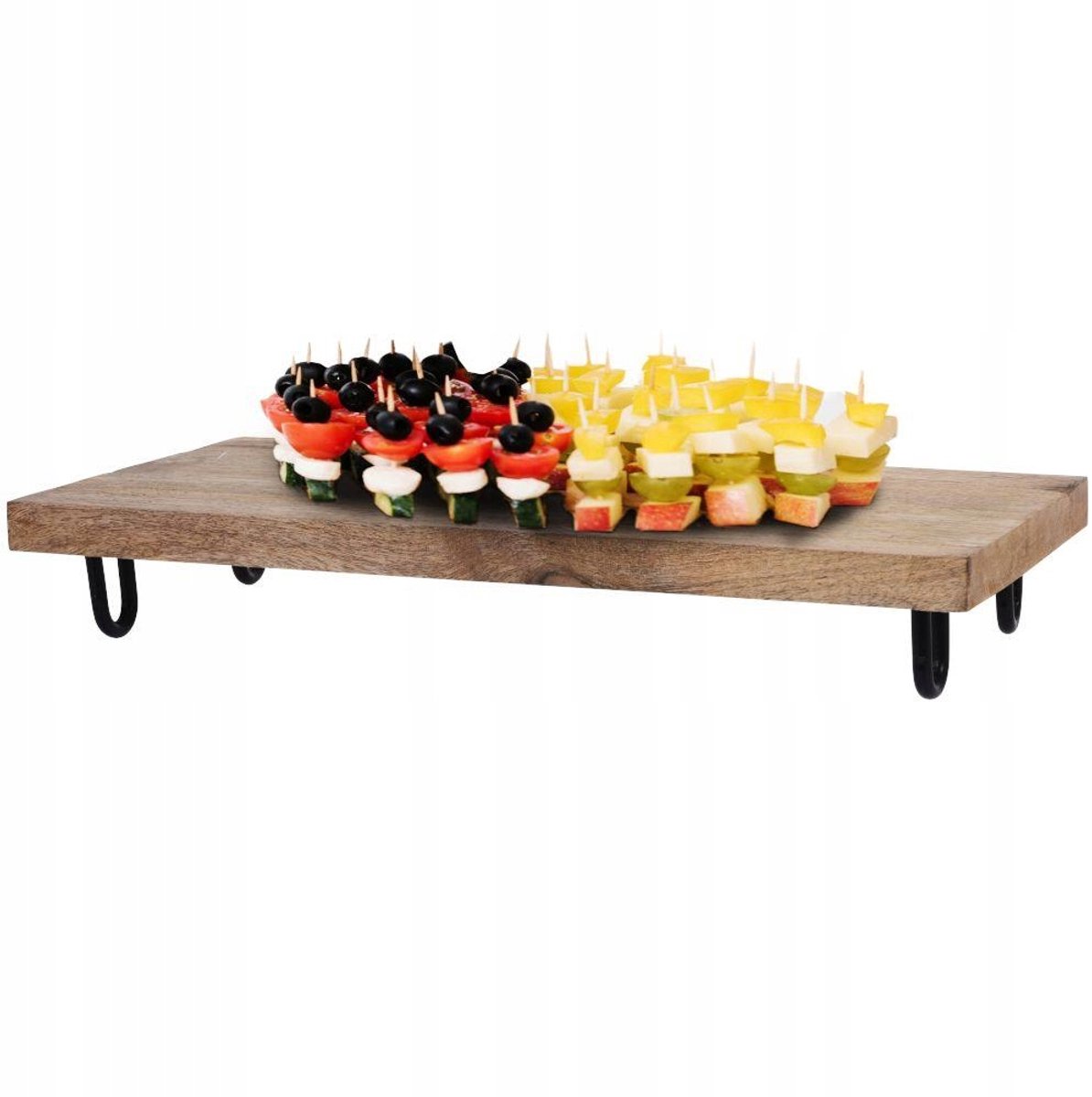 Elegante Serveerschaal van Mangohout met Metalen Poten - 39x16 cm