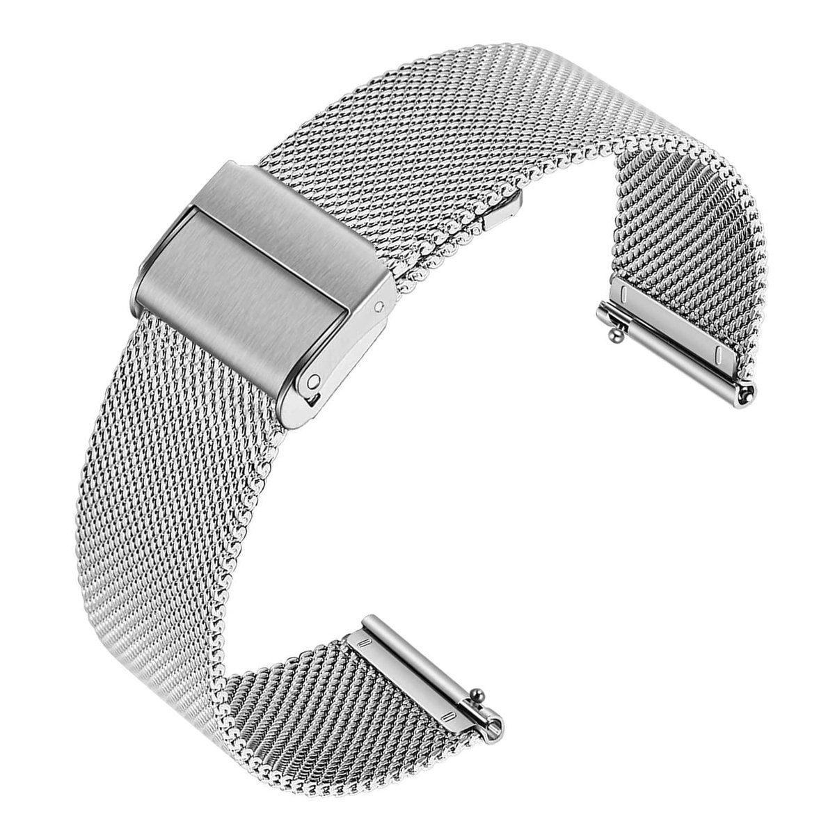 Horlogeband 22 mm - mesh geweven met snelsluiting - dubbele gesp - universeel voor slimme horloges - ShopVlot