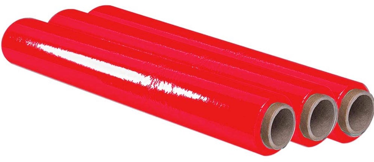 SnelShoppen - Stretchfolie Rood 50cm x 200m - Elastische Verpakkingsfolie - 3 Stuks - Hoog Grip - Perfect voor Verhuizen en Opslag