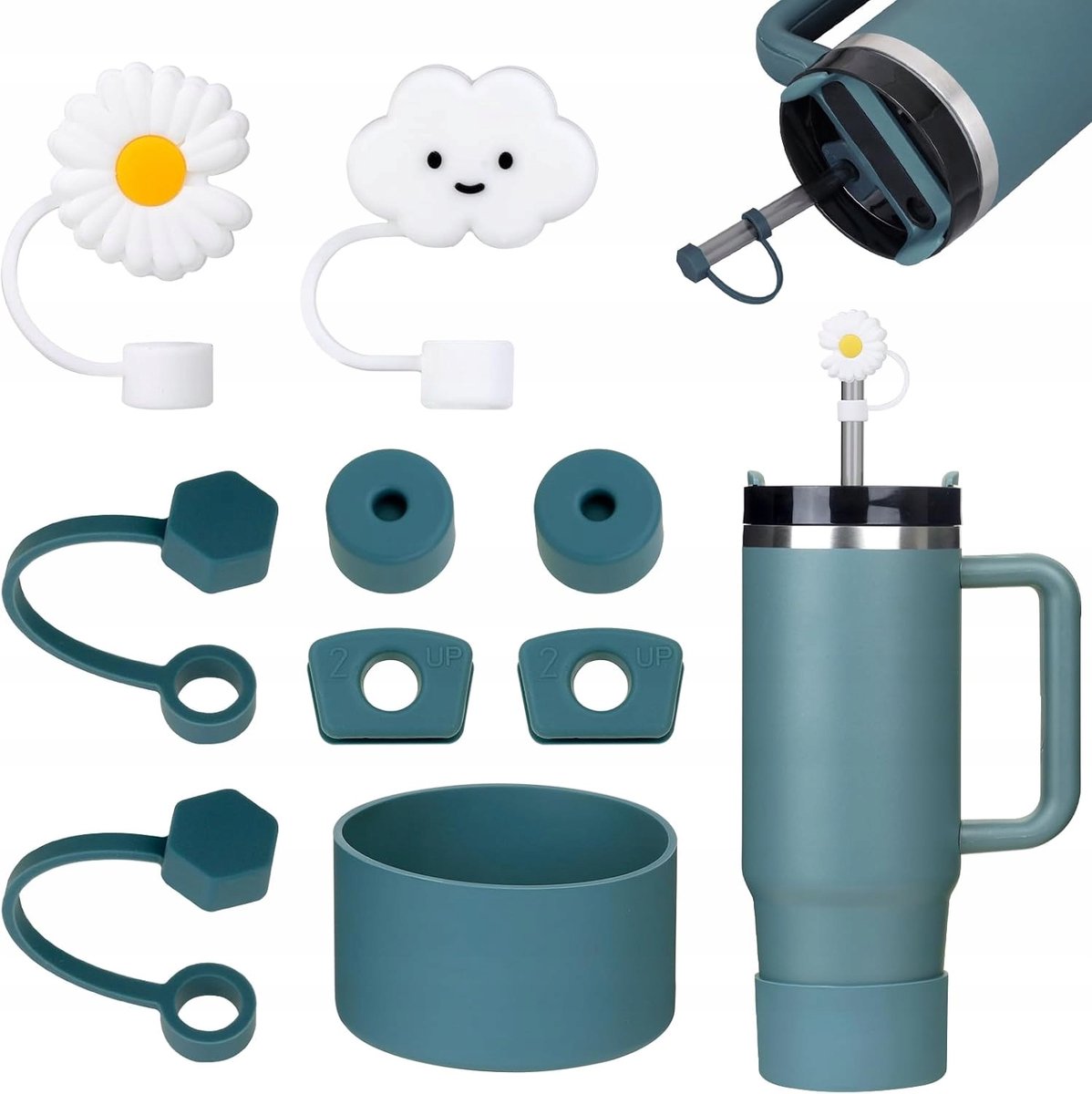 Merkloos Blauw Siliconen Mok Accessoires Set - 13 Delig