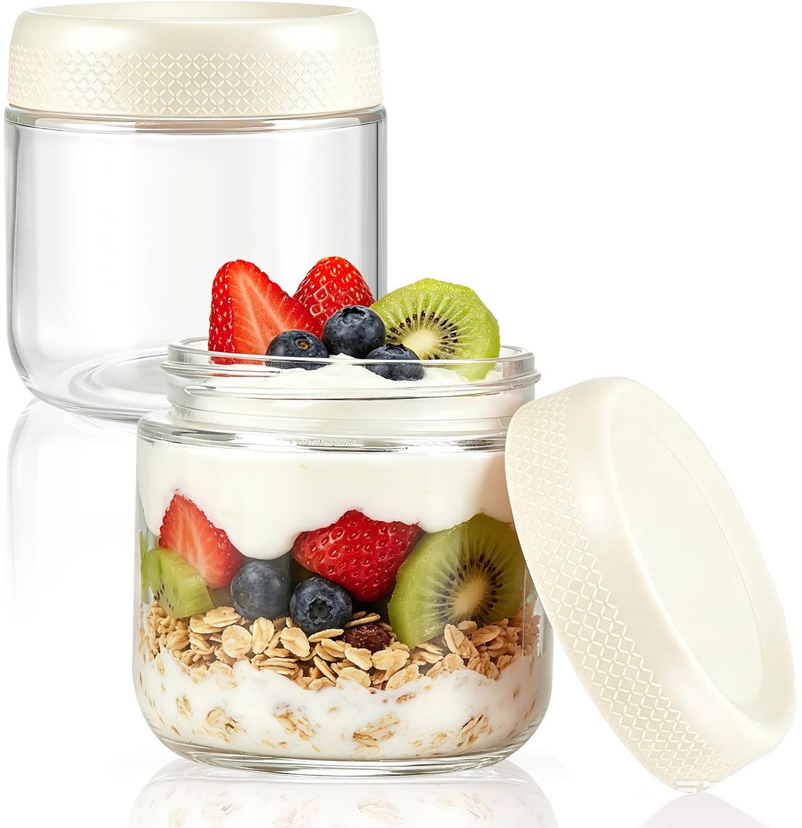 Overnight Oats Pot - 2 Pack Glazen Containers - Met Deksels - Perfect voor Gezonde Ontbijten - ShopVlot