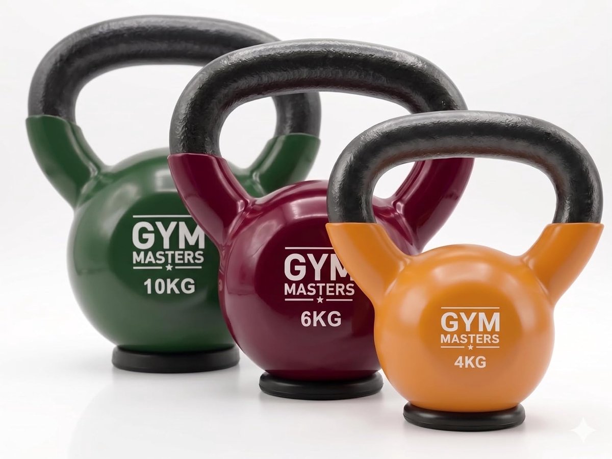 Kettlebell set 2-10 kg - vinyl design - rubberen basis - veilig trainen thuis - ShopVlot