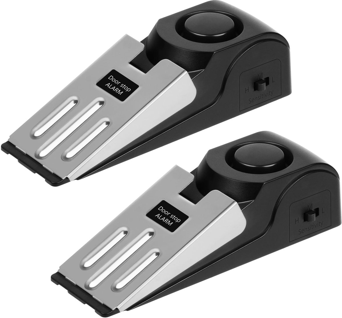 Set van 2 Deurstop Alarms - Draagbare Deurbeveiliging met Instelbaar 120 dB Alarm - Antislip Deurwig voor Extra Veiligheid - Beveiligingsaccessoire voor Thuis, Hotel, Appartement en Reizen - Waarschuwing tegen Ongewenste Toegang