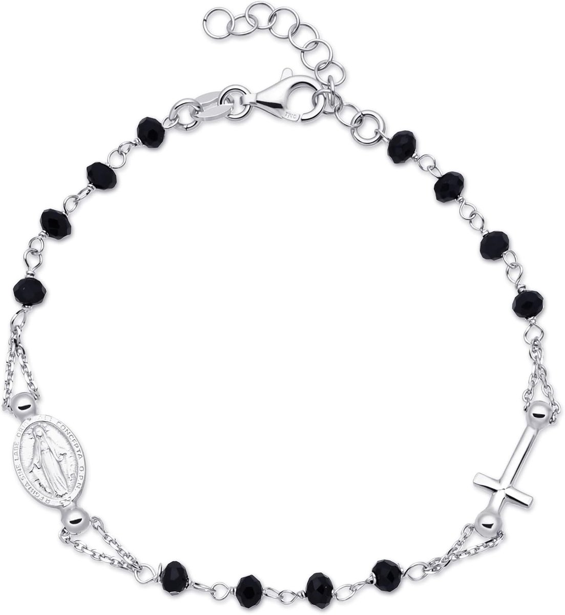 Rozenkransarmband met Madonna Medaille - 925 Zilver - Kruis en Medaille van de Maagd Maria - ShopVlot