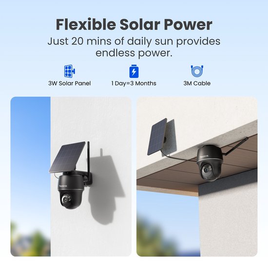 Reolink 2K 5MP Beveiligingscamera, Pan- en kantelfunctie, 360° Kijkhoek, Batterijen Draadloos, Kleuren Nachtzicht, Detectie Persoon/Voertuig, Argus PT met Zonnepaneel van Reolink — afbeelding 4