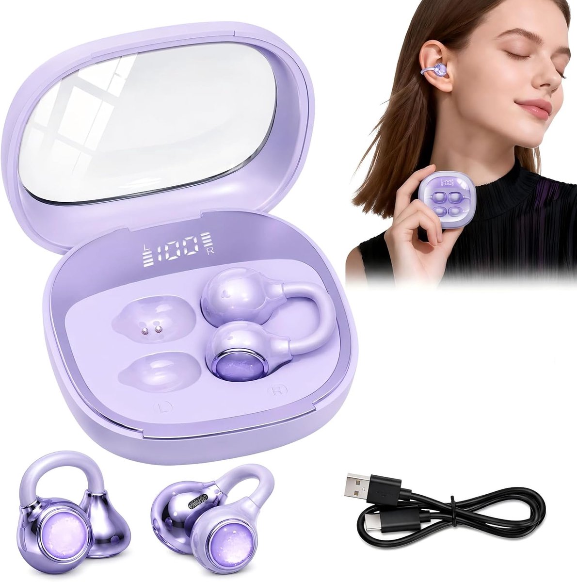 Open ear hoofdtelefoon - Bluetooth 6.0 - lichtgewicht - ideaal voor sport - SnelShoppen