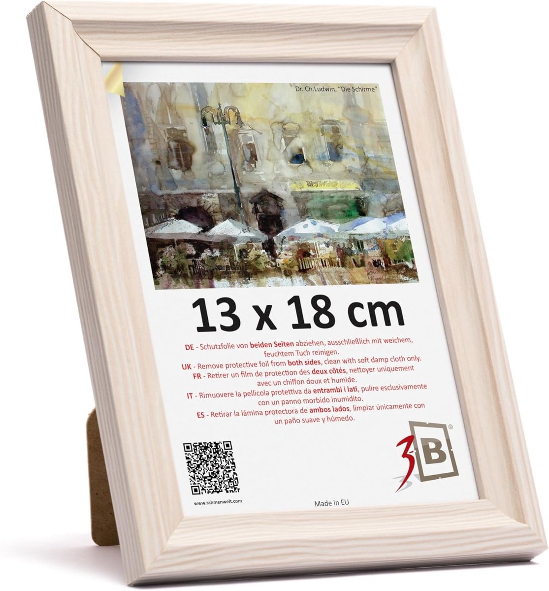 Fotolijst 13 x 18 - witte MDF met optisch houtnerf - met acrylglas - perfect voor documenten - SnelShoppen