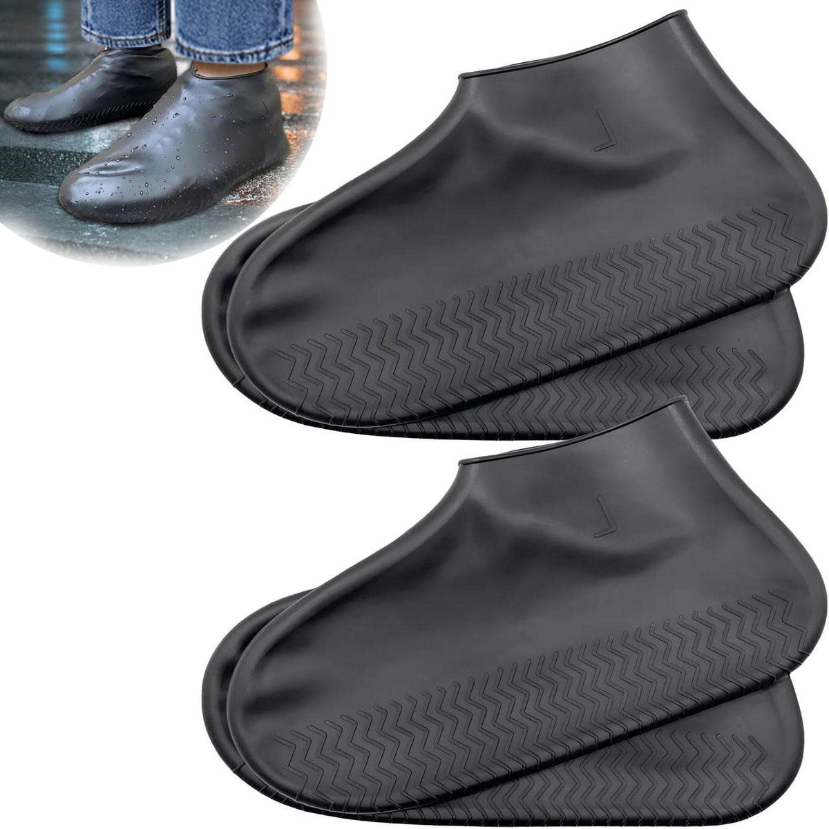 Schoenenhoezen 4-pack - waterdicht siliconen - herbruikbaar en antislip - bescherm tegen regen en modder - SnelShoppen