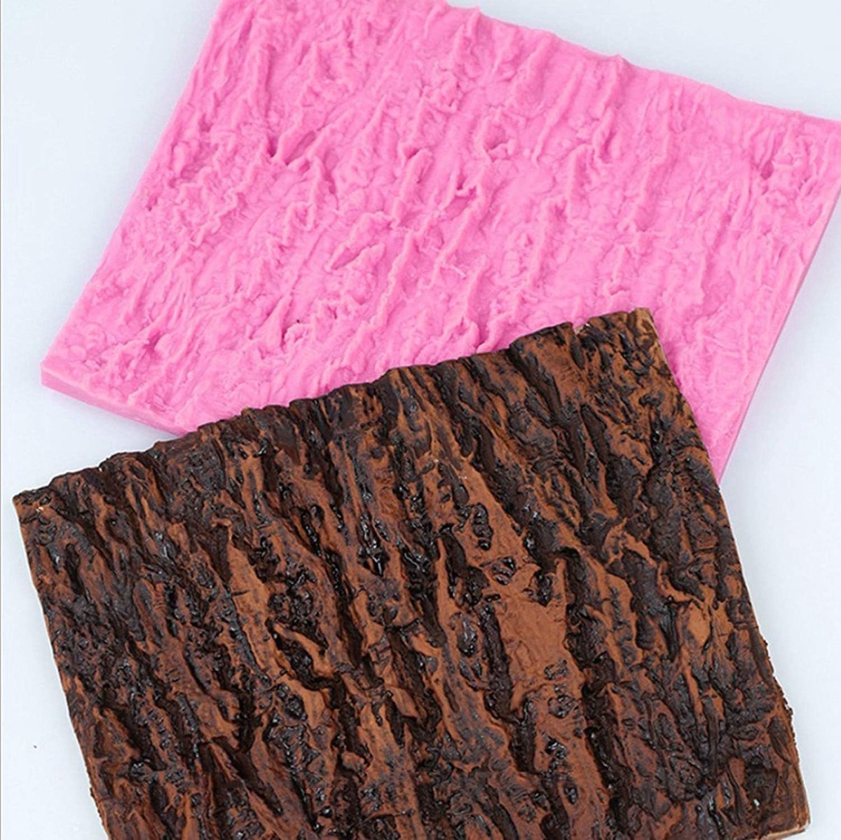 Cakevorm rechthoekig 15 x 18 x 1 cm - boomschorsstructuur - niet-plakkerige coating - ideaal voor fondant - SnelShoppen