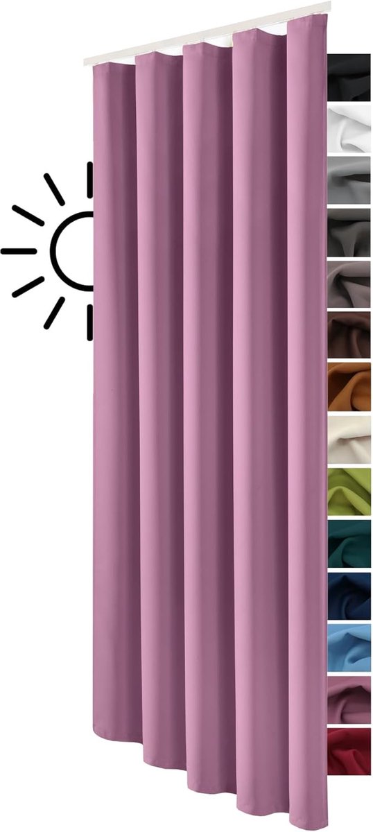 Zwarteout gordijn 245x135 cm - mauve-aubergine - thermisch - houdt warmte en kou tegen - SnelShoppen