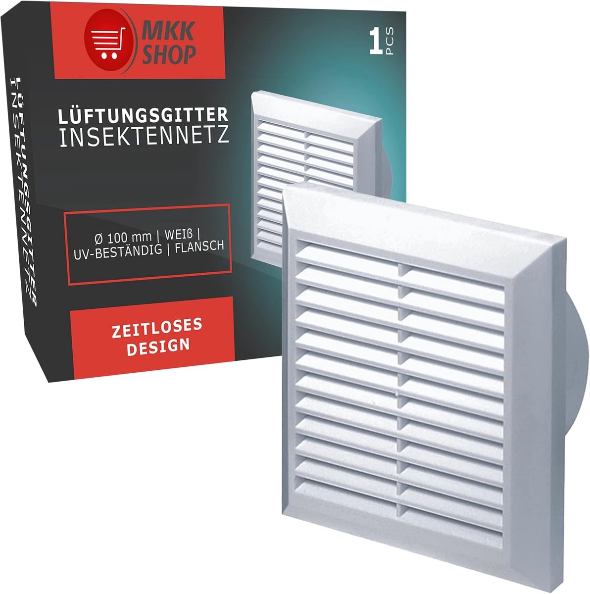 Ventilatierooster 150 mm - witte kunststof - UV-bestendig - voorkomt insecten in de woning - SnelShoppen