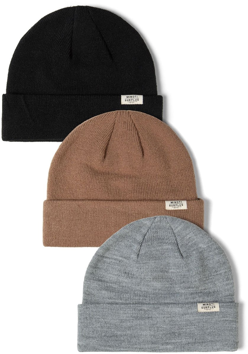 Minoti muts meisjes 3-pack geribbeld - hoed kinderen