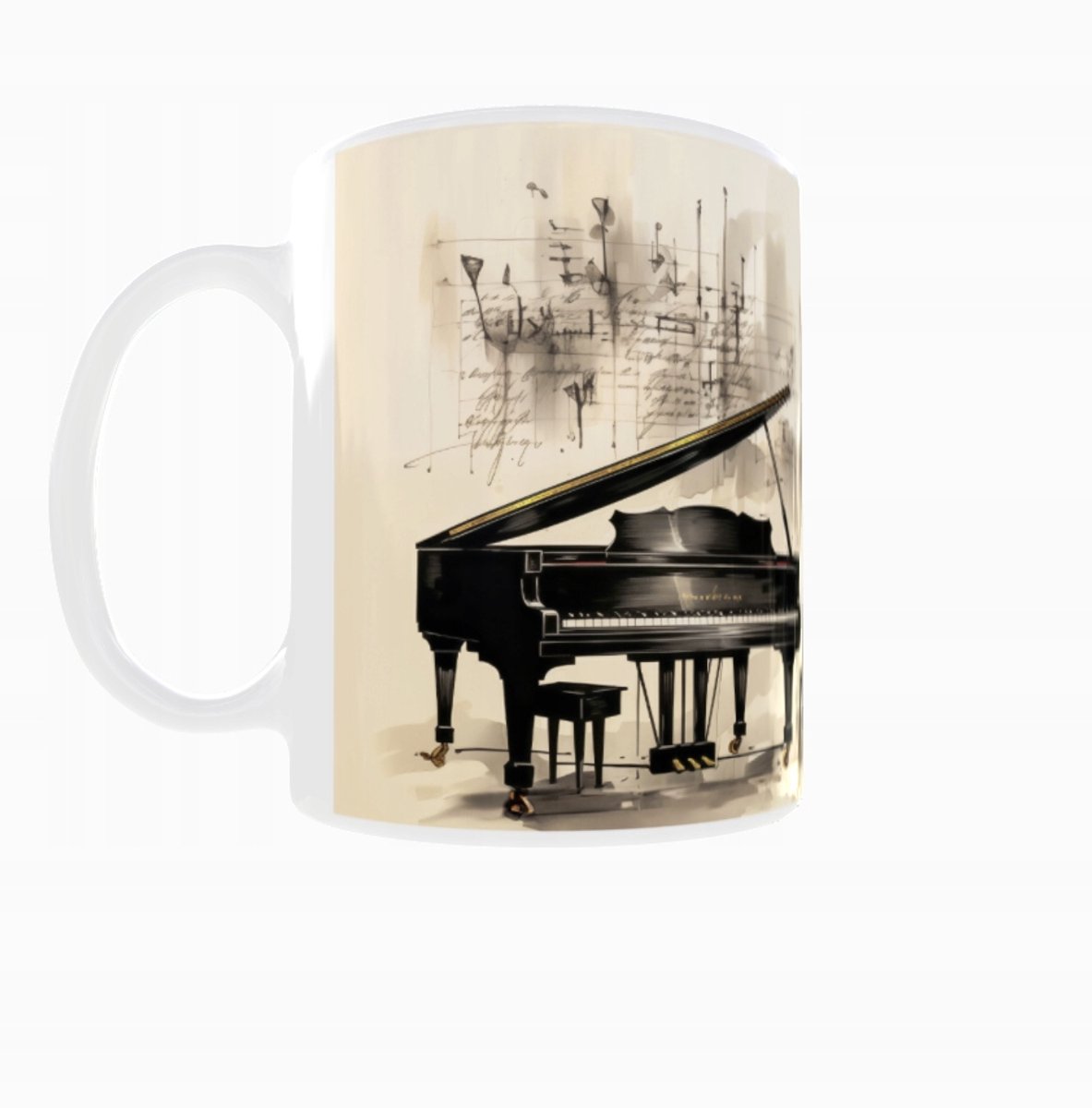 Klassieke Muziek Grand Piano Mok 300ml - Noten Design