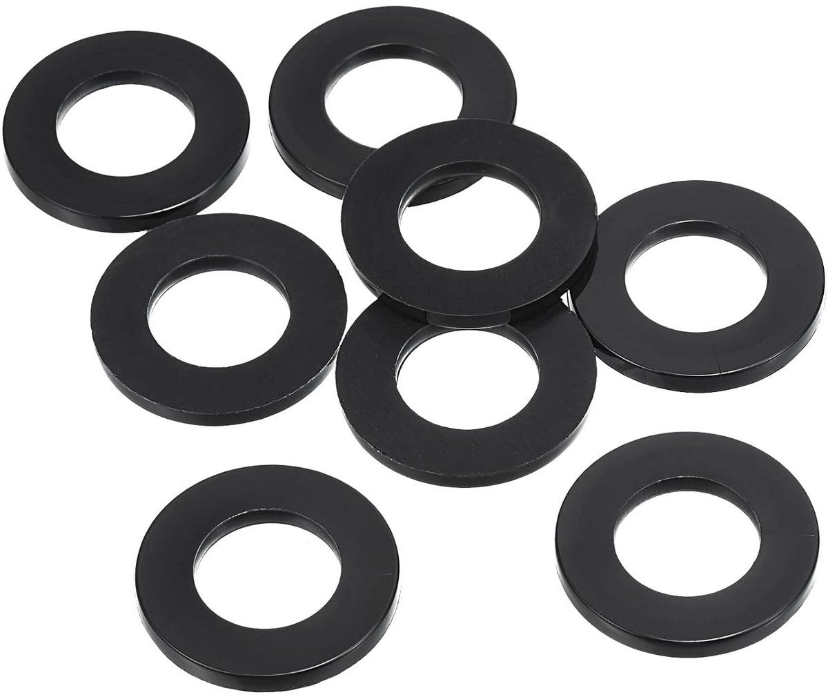 M14 Nylon platte sluitring, 8 pakketten 14 mm ID 27 mm OD afdichtring voor kraan, waterslang, bevestiging bouten, zwart