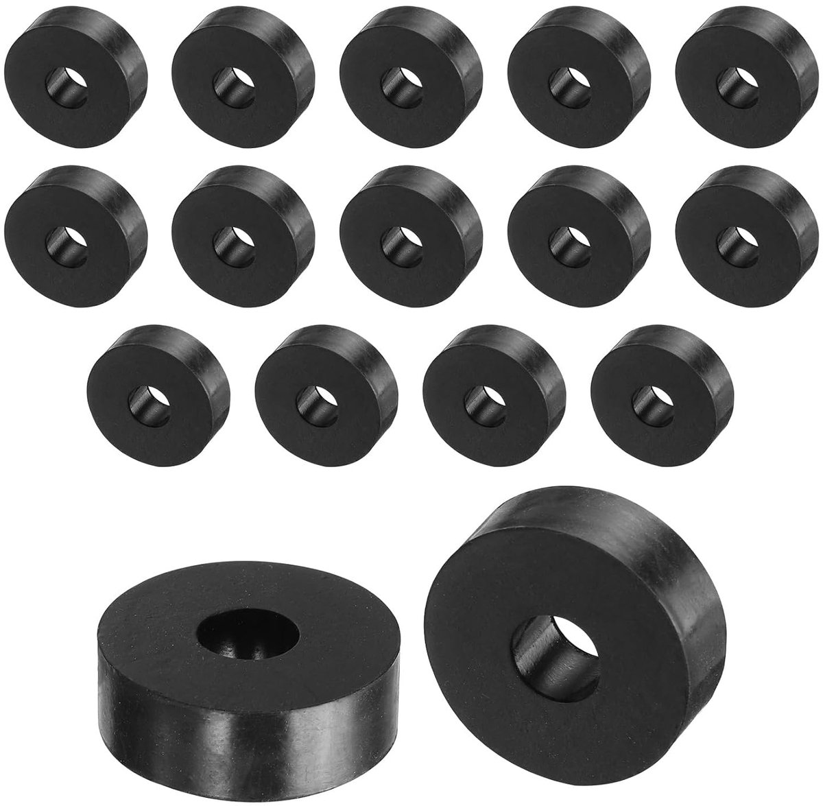 16 stuks afstandhouders van rubber, 30 mm buitendiameter, 10 mm binnendiameter, 10 mm hoog, rond, anti-vibratie, dikke rubberen ringen