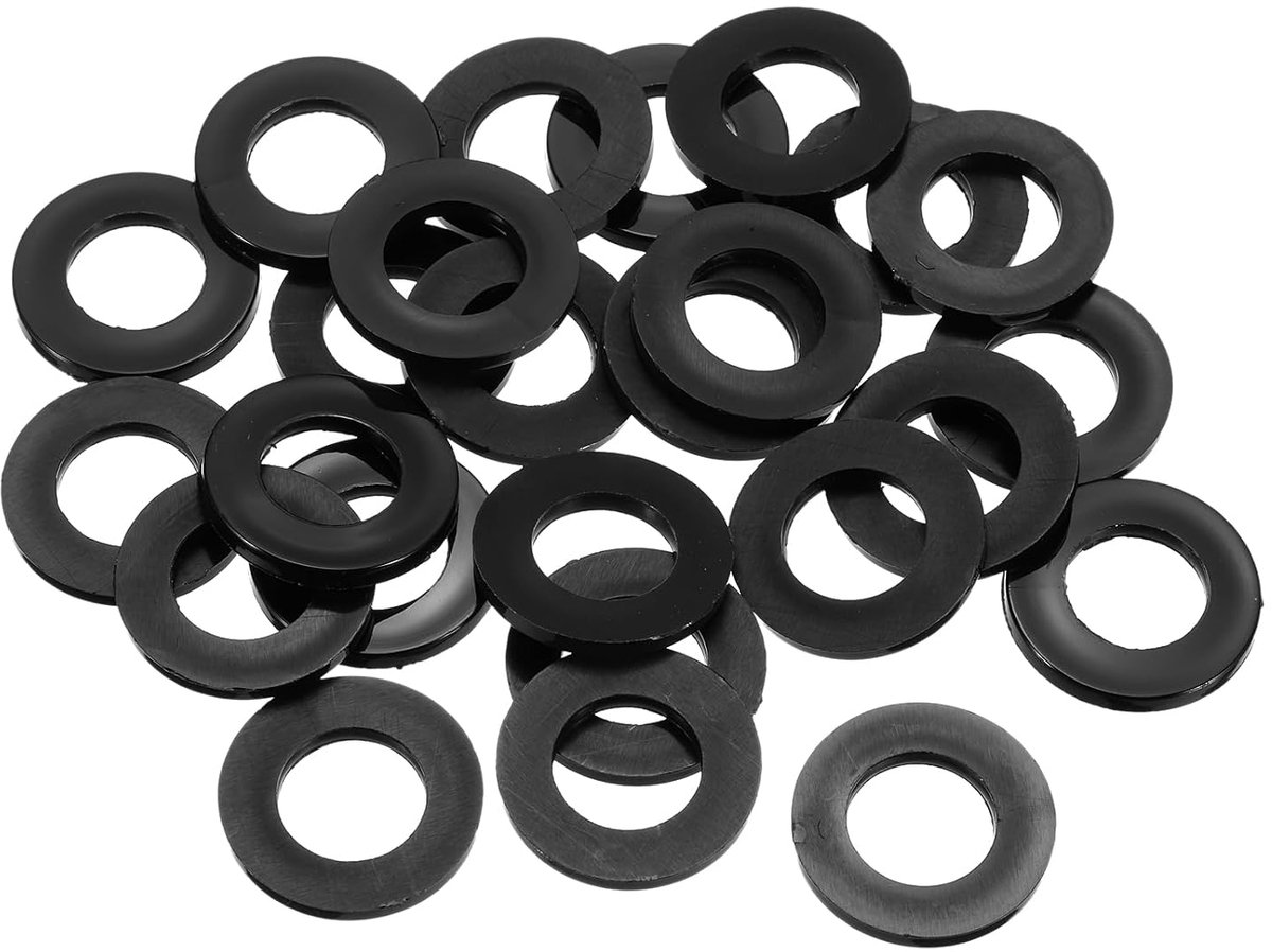 Platte schijven, 18 mm binnendiameter 32 mm buitendiameter 3 mm dik kunststof afstandhouders voor schroeven, kraan, sanitaire reparatie, zwart