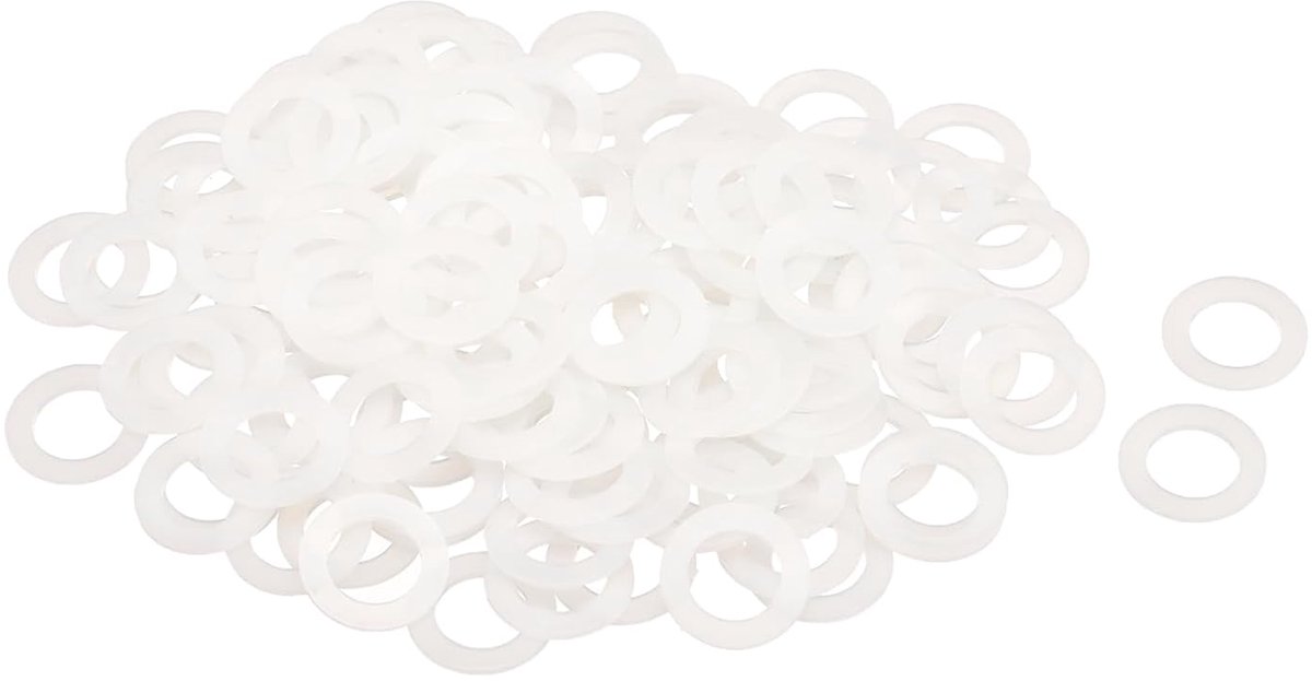 Platte afdichtingen 10 mm ID 16 mm OD 1 mm dik sluitringen afdichtingen kunststof blad afdichting bevestigingselement afdichtingsring, wit