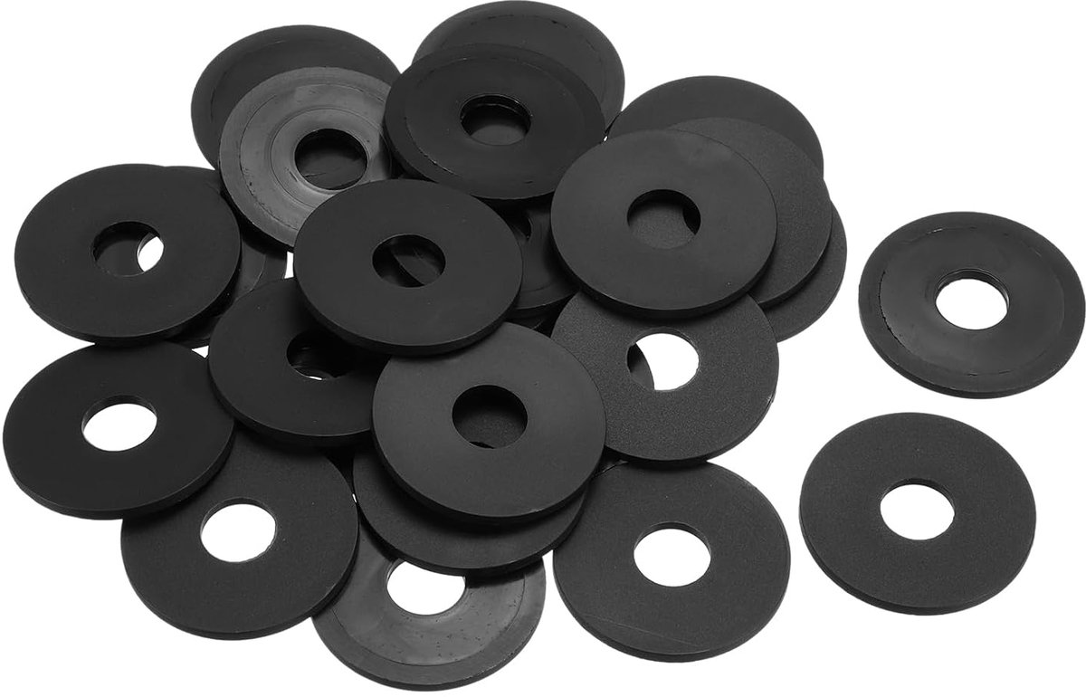 25 stuks M14 nylon sluitringen, platte ringen, 14 mm binnendiameter 44 mm buitendiameter 3 mm dik, kunststof afstandhouders voor schroeven, kraan, sanitaire reparatie, zwart