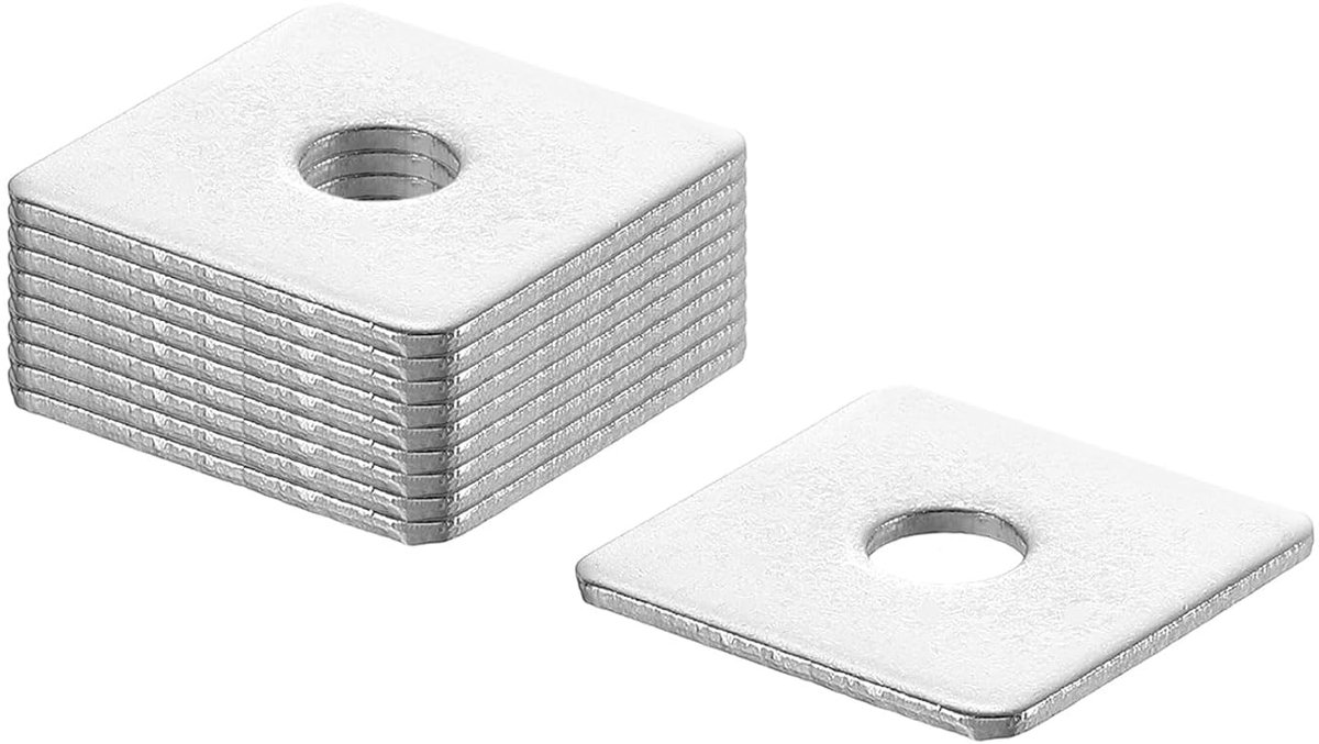 Vierkante sluitring M8 x 30 x 30 x 2 mm, 201 roestvrij stalen lagerplaat, platte afdichting, vierkante sluitringen met rond gat voor machinereparatie, buitenbouw