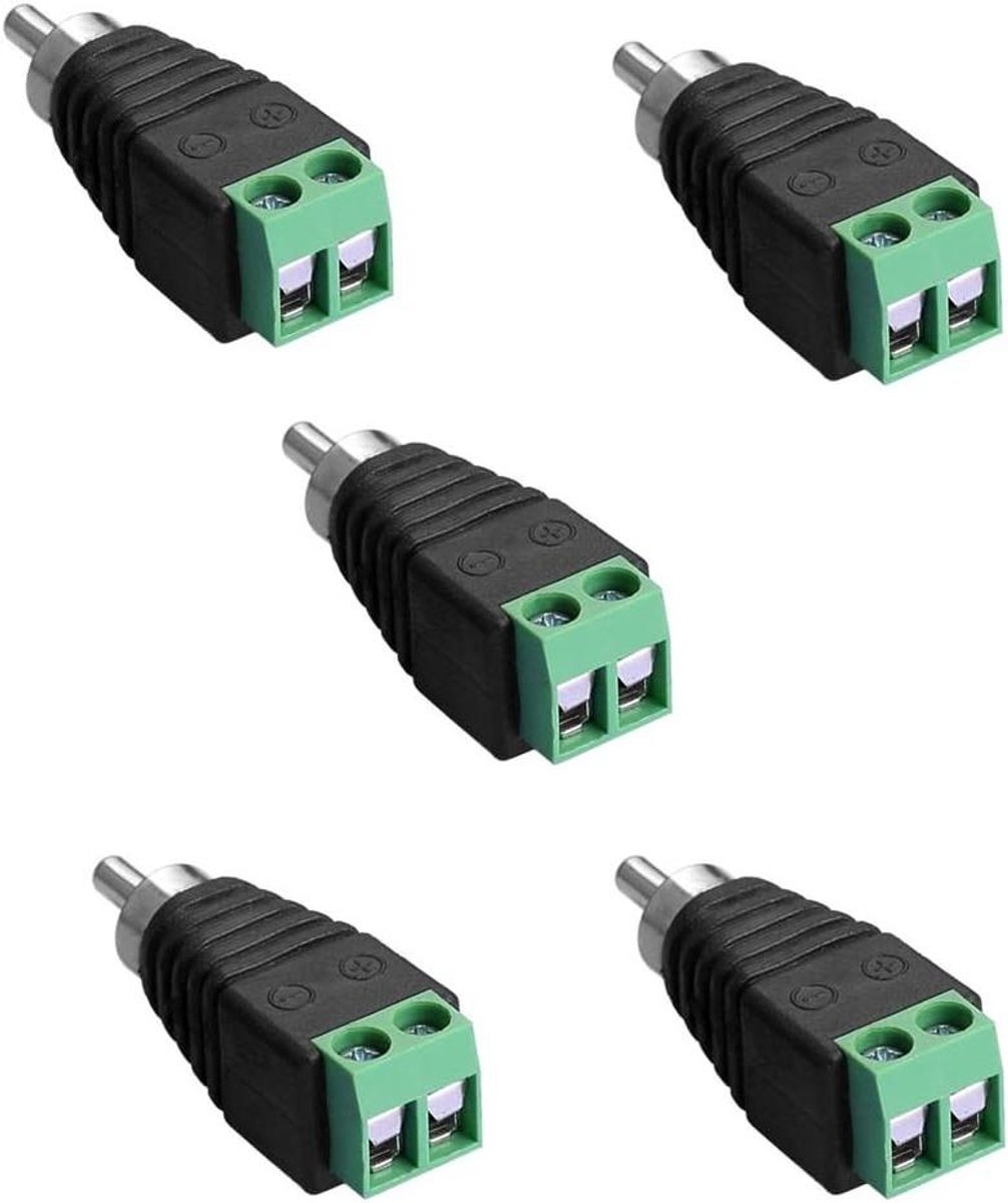 RCA Kabel Adapter - Cinchestekker Schroef - Camera Installatie - Eenvoudige Bedrading - 5 Stuks - Zwart