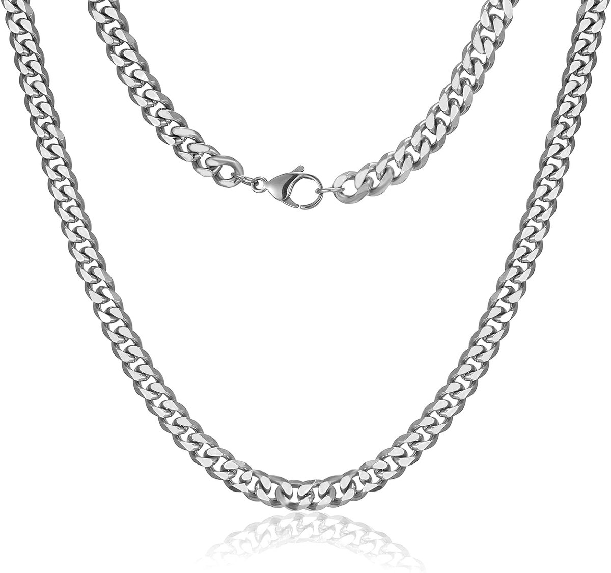 Kettingen Ketting 6MM/9MM Cubaanse Ketting Mens Zilveren Curb Chain Kettingen Stevige Rvs Cubaanse Link Ketting Ketting Lengte 45/50/55/60 CM