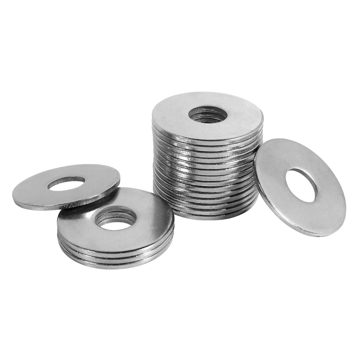 Sluitringen M16 groot, FOMGIIN sluitringen roestvrij staal A2 V2A 304, carrosserieringen DIN9021 / ISO7093, sluitring M16 x 50 mm, 5 stuks, metalen ringen voor schroeven en moeren,