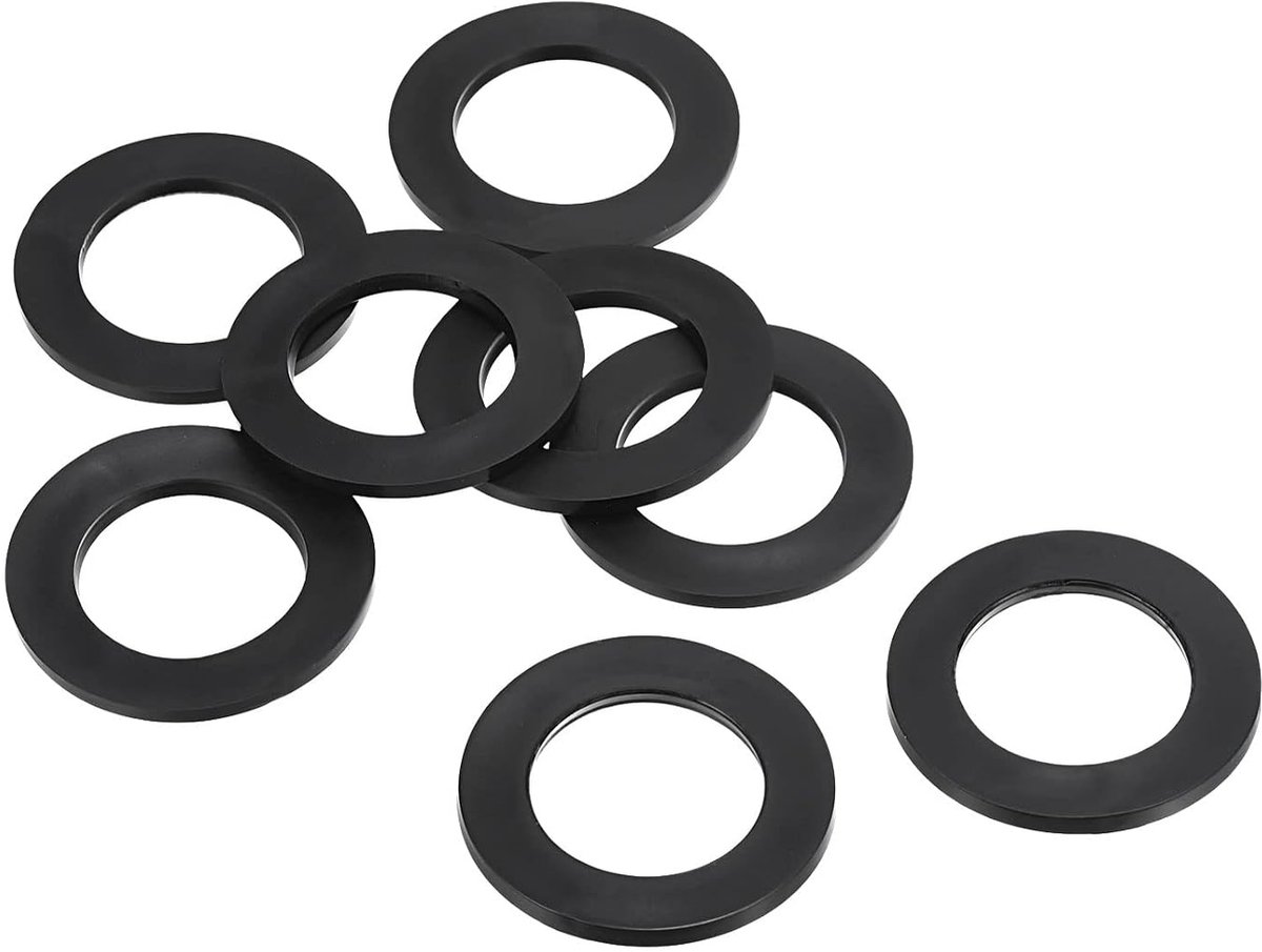 Platte sluitring 8 stuks 25 mm ID 39 mm AD afdichting afstandhouder afdichtring voor waterleiding waterslang bevestiging bouten zwart