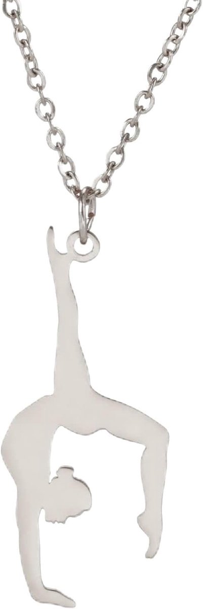 Gymnastiekketting voor meisjes, roestvrij staal, gymnastiek, sieraden, geschenken, bedel, ketting voor gymnast, vrouwen, meisjes, L50, Roestvrij staal