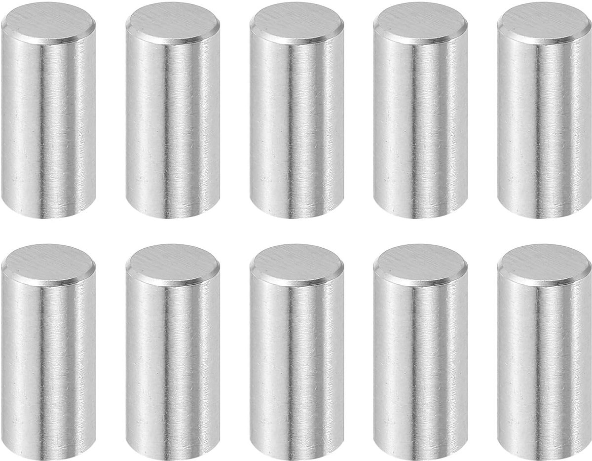 10 stuks cilinderpennen 10 mm x 22 mm metalen stift, 316L roestvrij staal cilindrische plugpennen planksteunpen penstang bevestigingselementen metalen plankpennen zilverkleurig