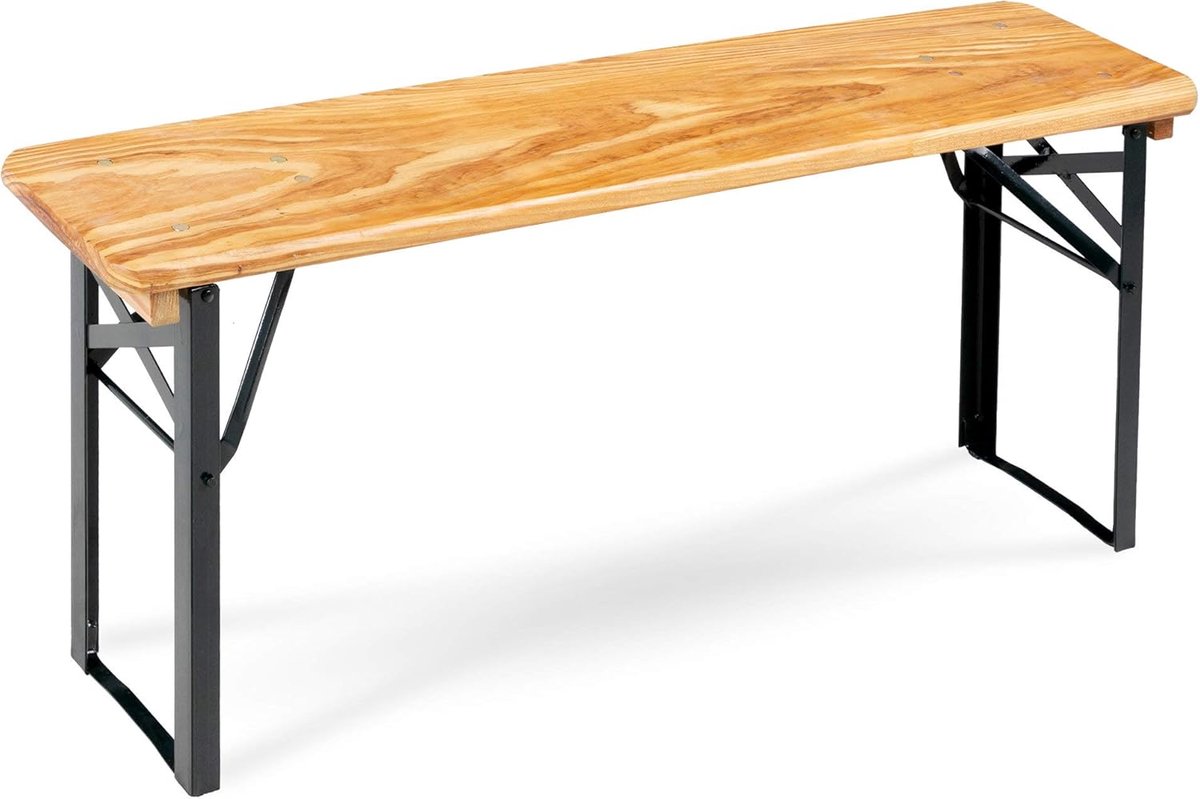 BBB-117 Hirschgarten biertentbank 4x Set - Robuuste, korte bierbank (117 cm) - Stevige metalen scharnieren - Gelakt oppervlak - Opvouwbaar - Stalen frame - Houten zitting - Natuurlijke
