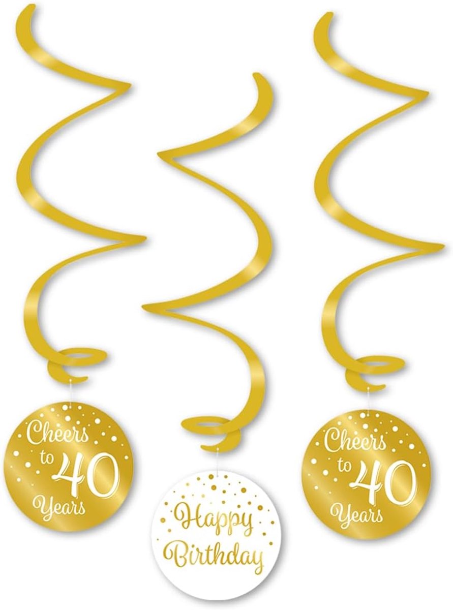 Garlands 40 Jaar - Wit & Goud - Feestdecoratie voor verjaardagen - Creëer direct sfeer - SnelShoppen