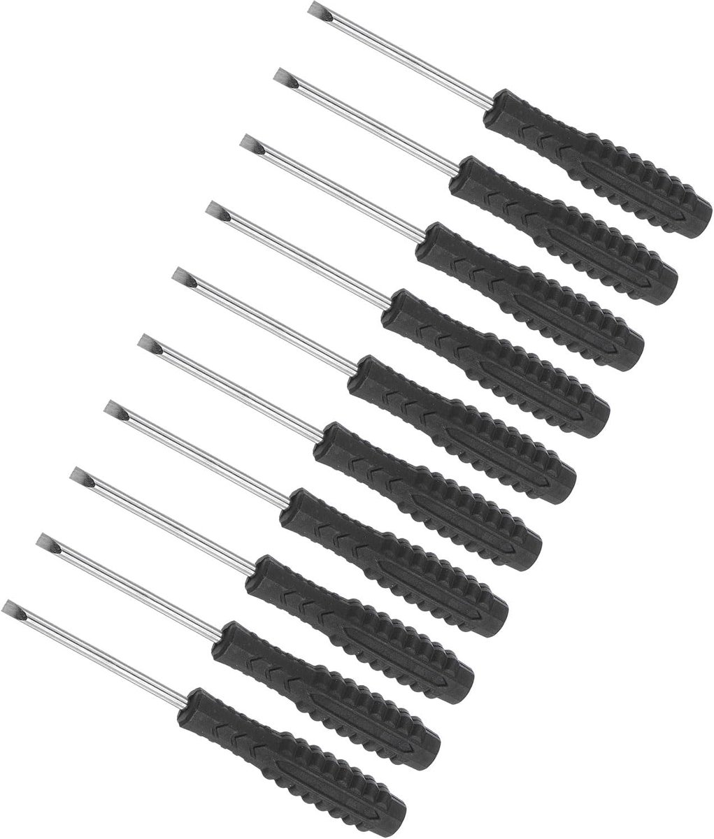 Sleufschroevendraaier, 3,0 mm maat 98 mm lengte, koolstofstaal kleine platte kop schroevendraaiers met anti-slip handvat - (Toepassingen: voor bril, horloge of laptop), 10-stuks