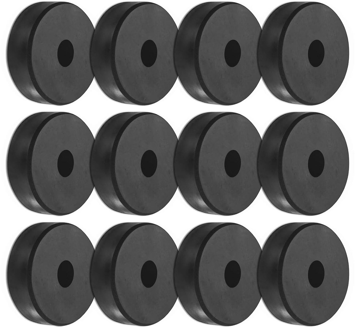 Set van 12 rubberen isolatieschijven, 5 cm, buitendiameter 1,3 cm, binnendiameter 1,5 cm, dikte mechanische anti-vibratie-isolatiepads, ronde rubberen schijven voor thuis, zwart